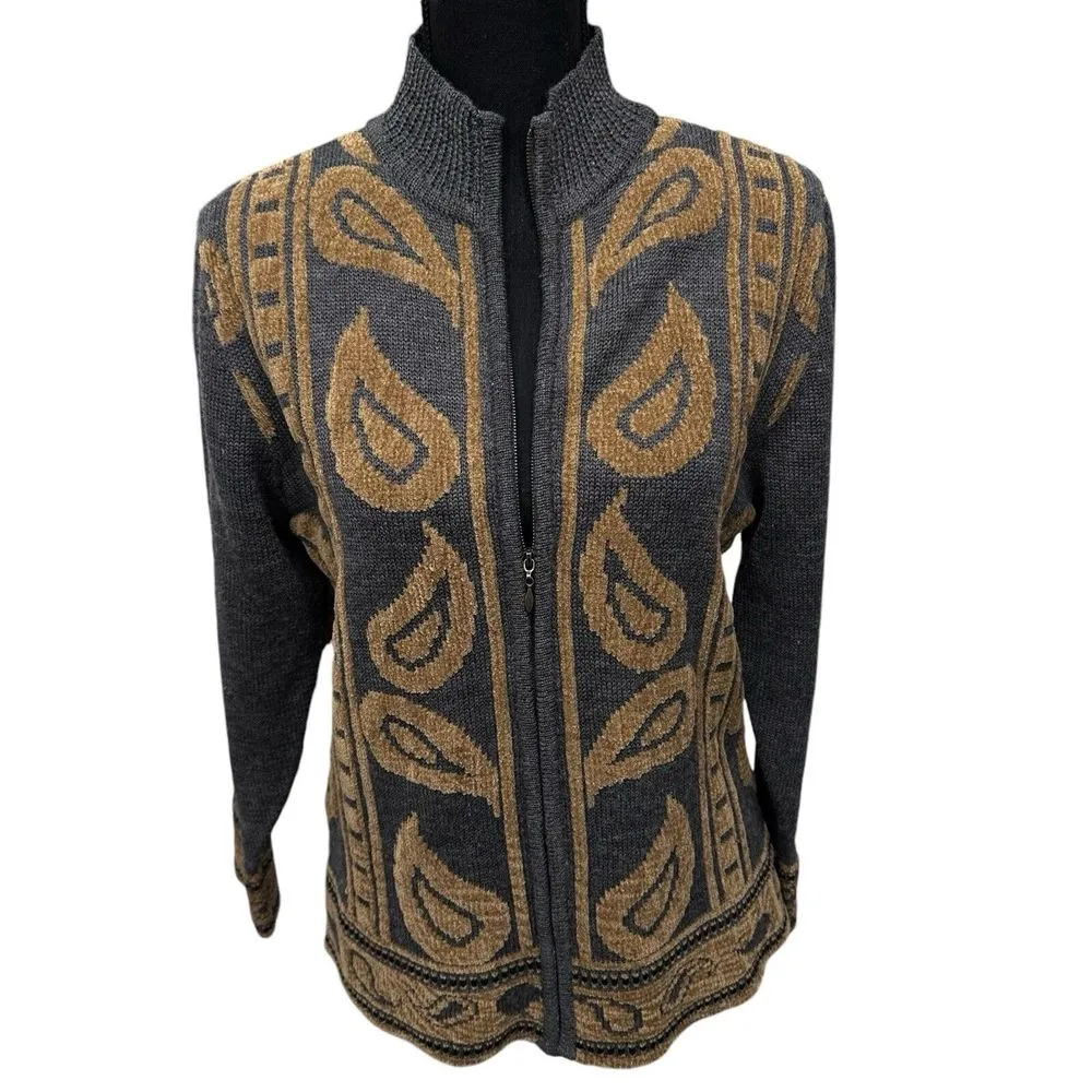 Pendleton Sweater Womens Small Gray Cardigan Full Zip Wool Acrylic Jacket VTG - Image 6