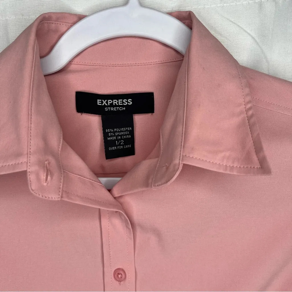 Express Pink Puff Sleeve Button Down Shirt - Image 2