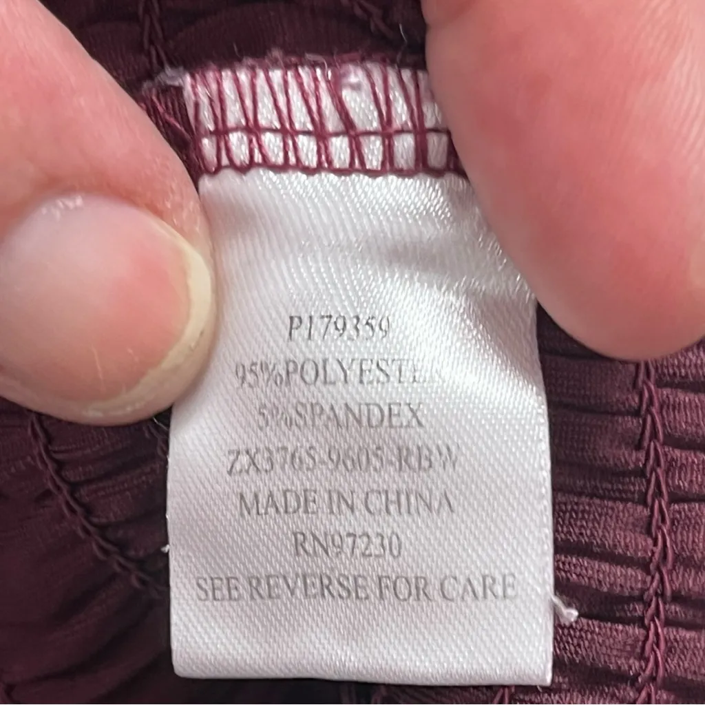 Almost Famous Velour‎ Smocked Burgundy Top Size XL Dark Academia Witchy Gothic - Image 6