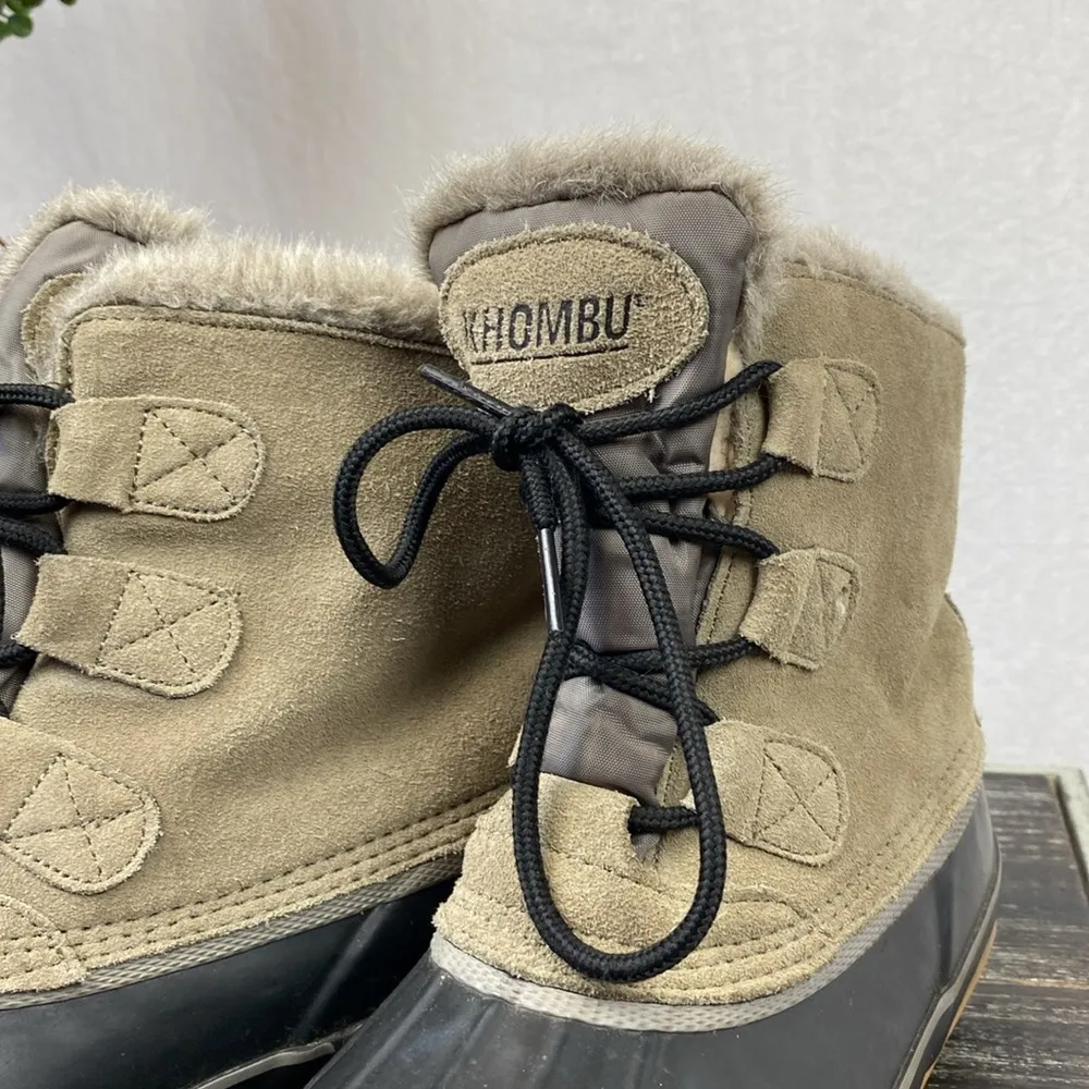 Khombu Black & Tan Fur lined Water Resistant Lace Up Suede & Rubber Boots 7 - Image 5