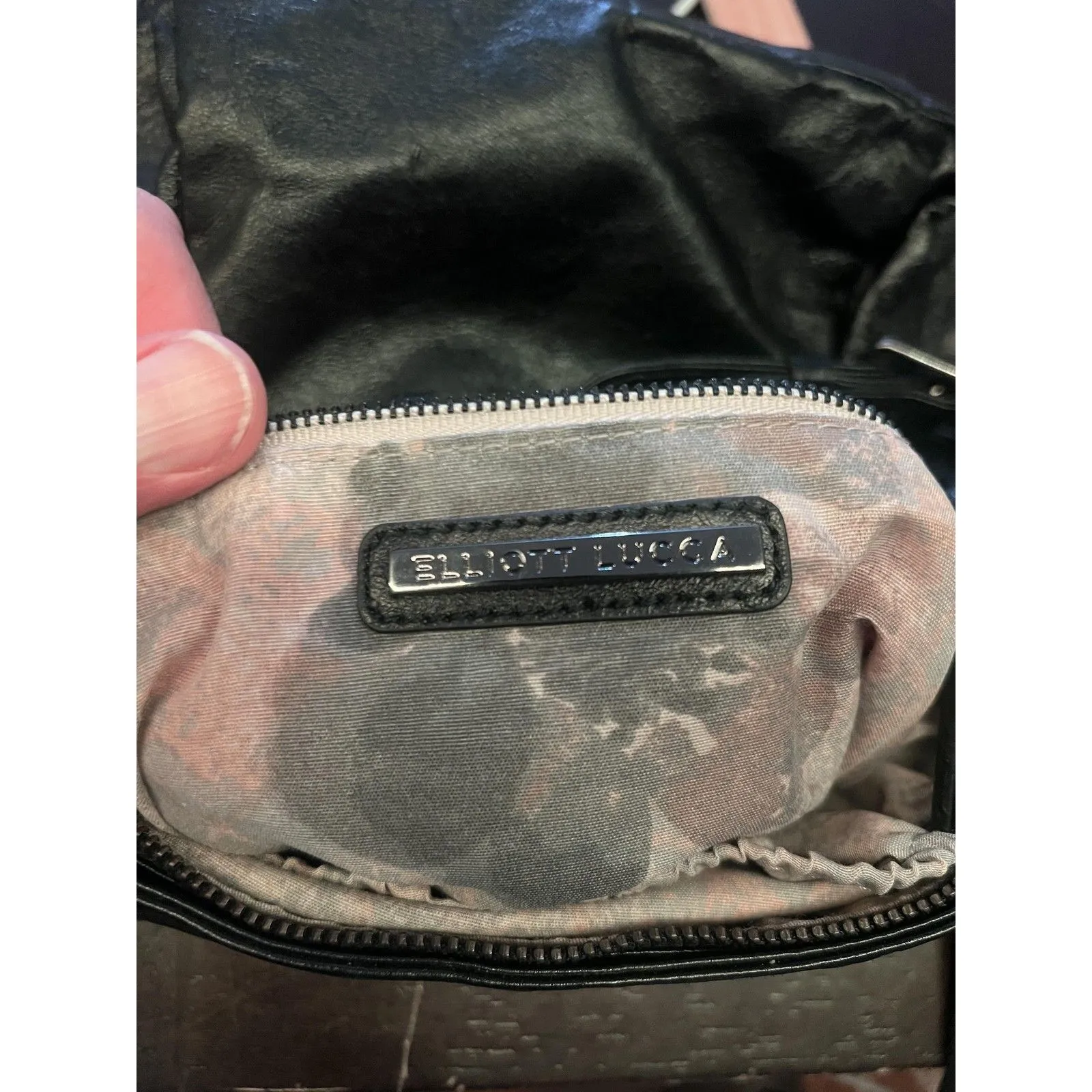 Elliott Lucca Crossbody Bag Womens Black Leather Magdalena Woven Turn Lock - Image 11