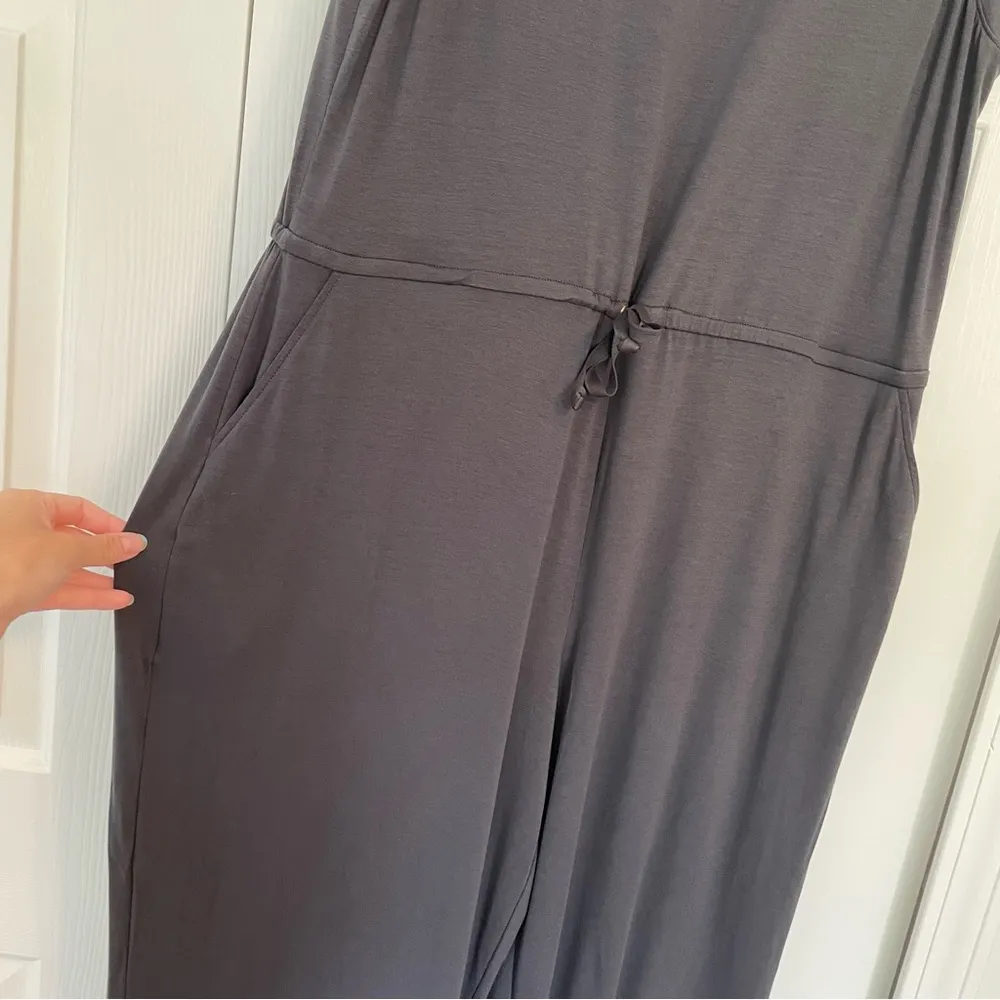 Eileen Fisher Grey Jumpsuit Tencel Lyocell Sz Large Sleeveless Tie Waist - Image 5