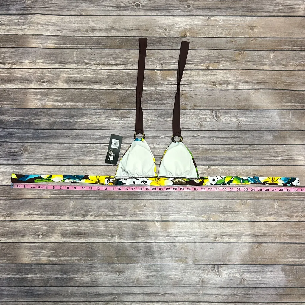 Skye Coco Motion Floral Animal Halter Yellow Brown Triangle Bikini Top NWT Small - Image 8