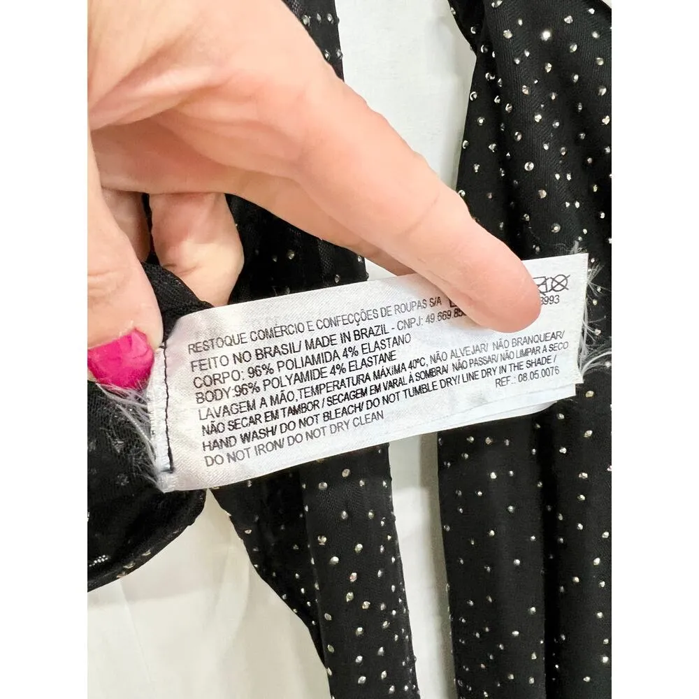 NWT Rosacha Polka Dot Sheer Crop Blouse Top & Tie Waist Flare Pants Set Black S - Image 10