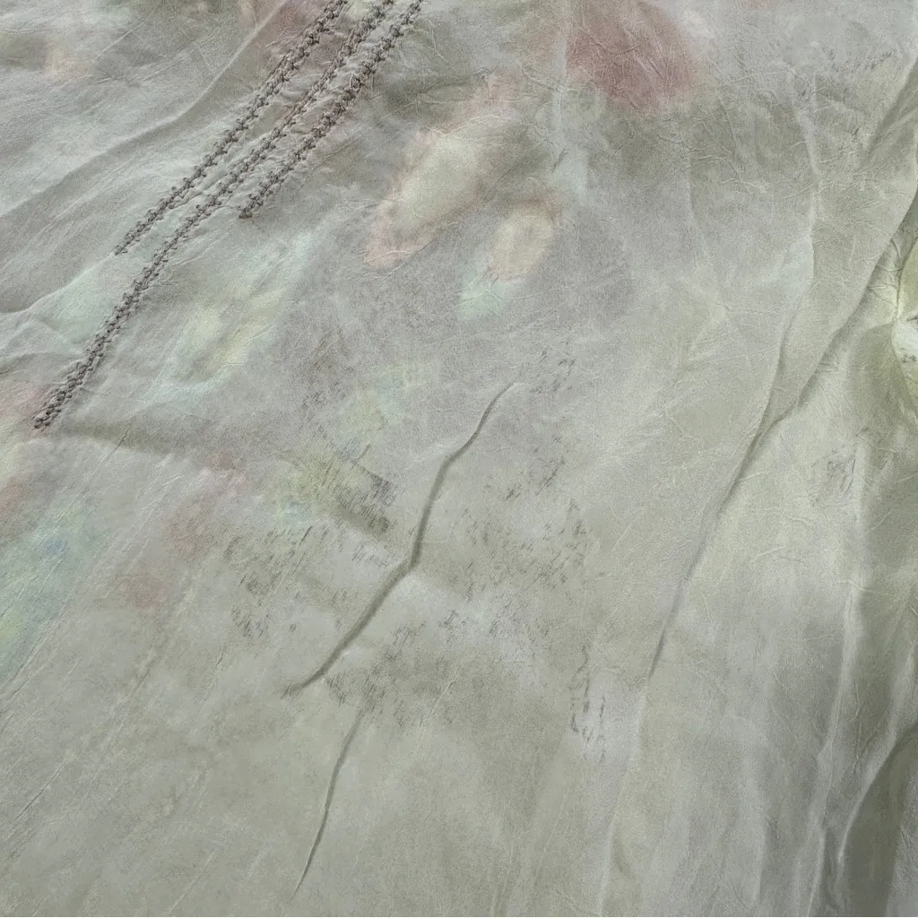 Johnny Was Women’s Floral Embroidered V-Neck Blouse Top Sheer in Mint Green 1X - Image 13