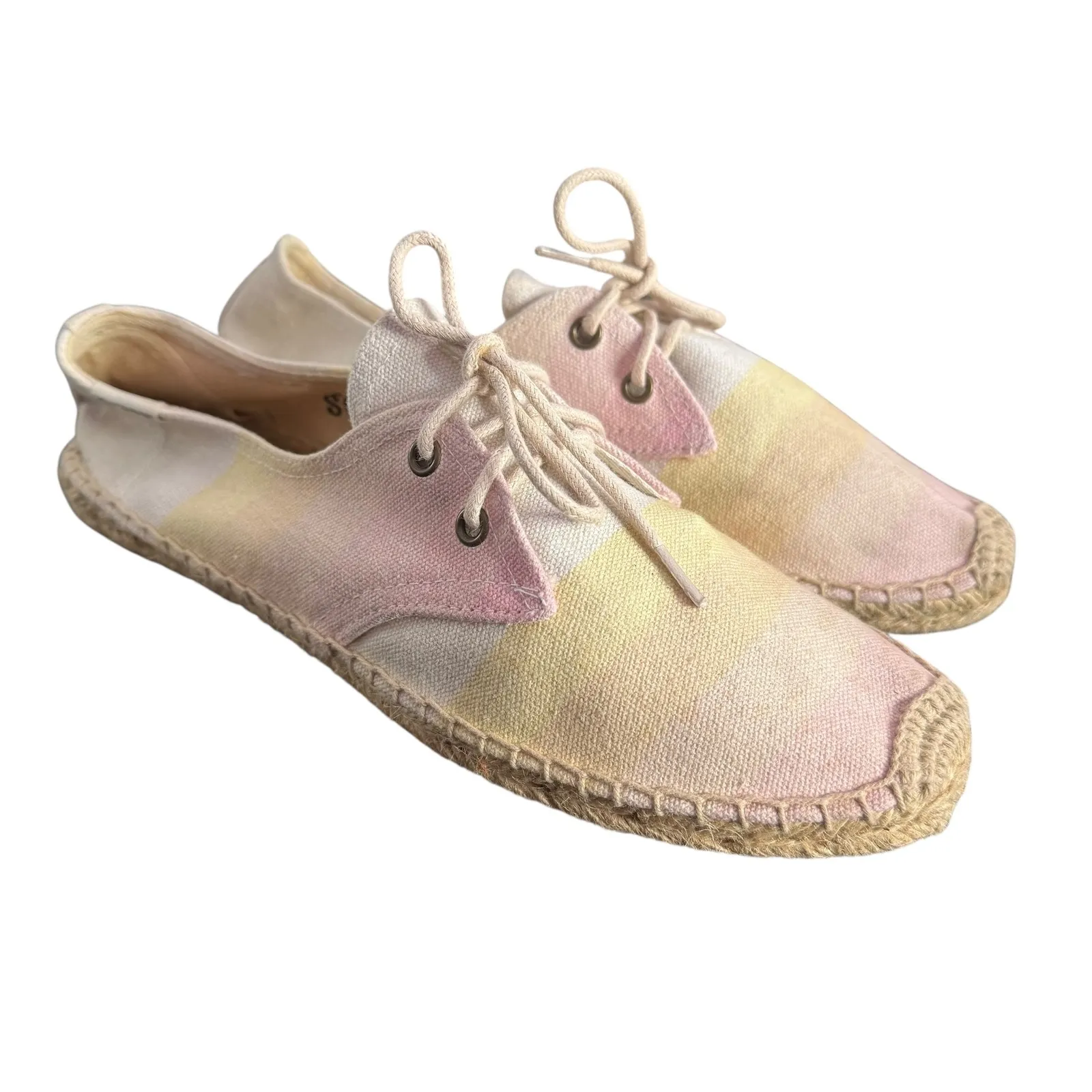 Soludos Espadrille Lace‎ Up Ombre Pastel Canvas Shoes Women 40 US 9.5 Beach BOHO - Image 2