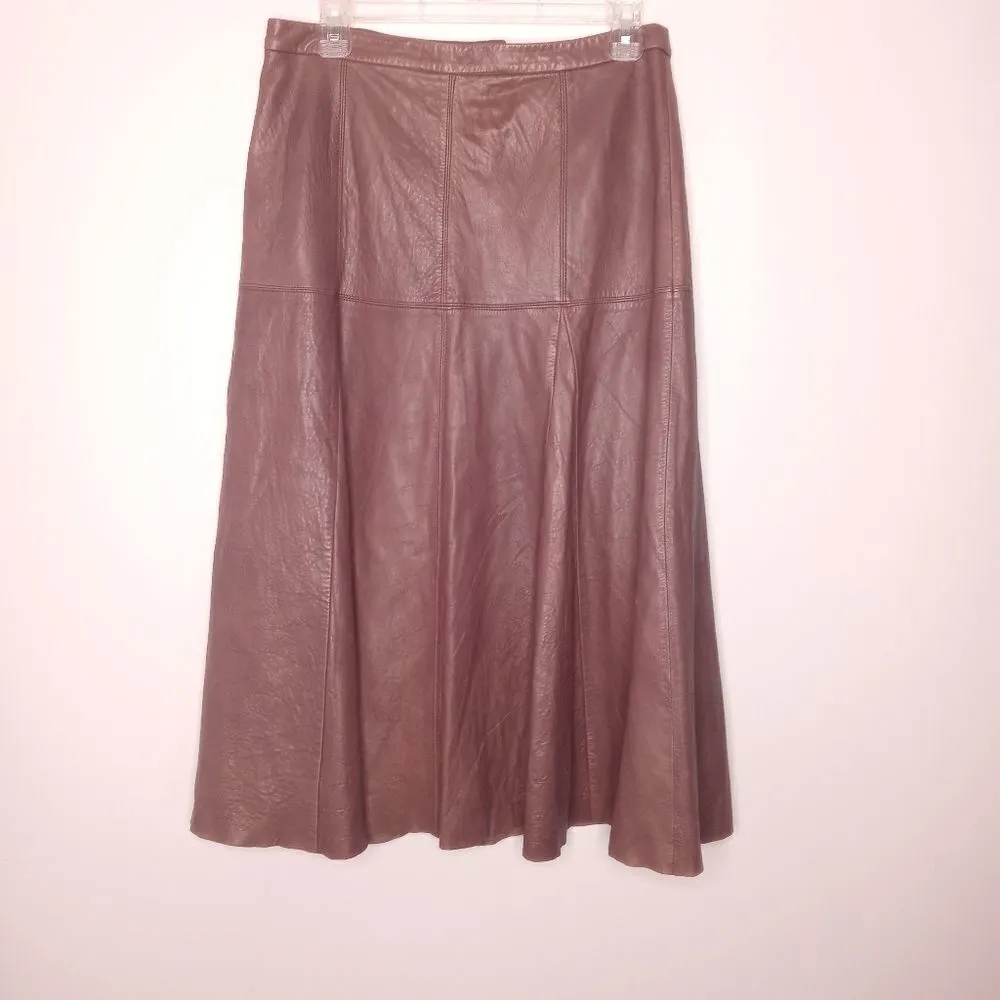 Halston Heritage Taupe Leather Skirt Size 8 - Image 6