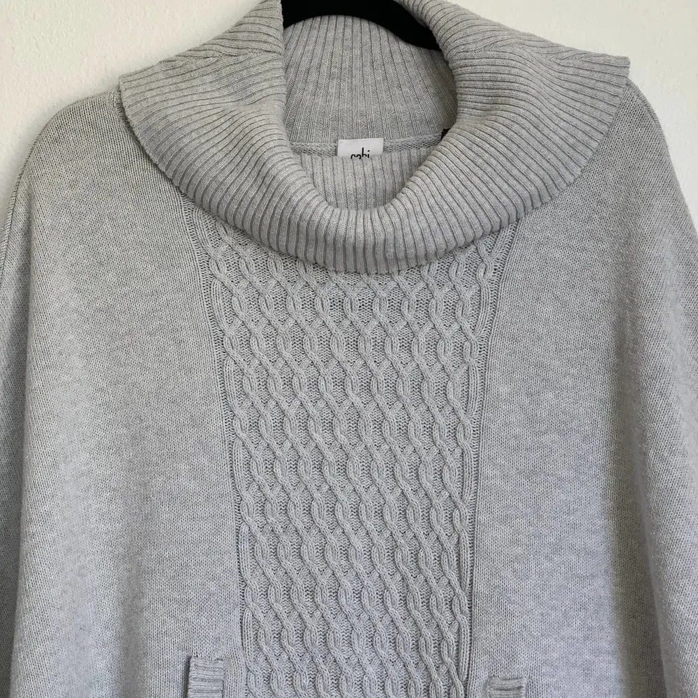 CAbi Pullover Cowl Neck Oversized Knit Sweater Poncho in Gray 3003 - Image 4