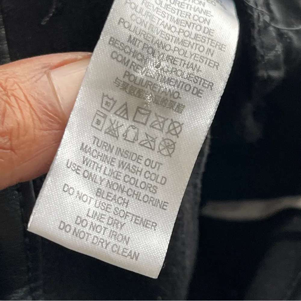 FREE PEOPLE | Black Vegan Faux Leather High Rise Long & Lean Pants Sz 31 - Image 10