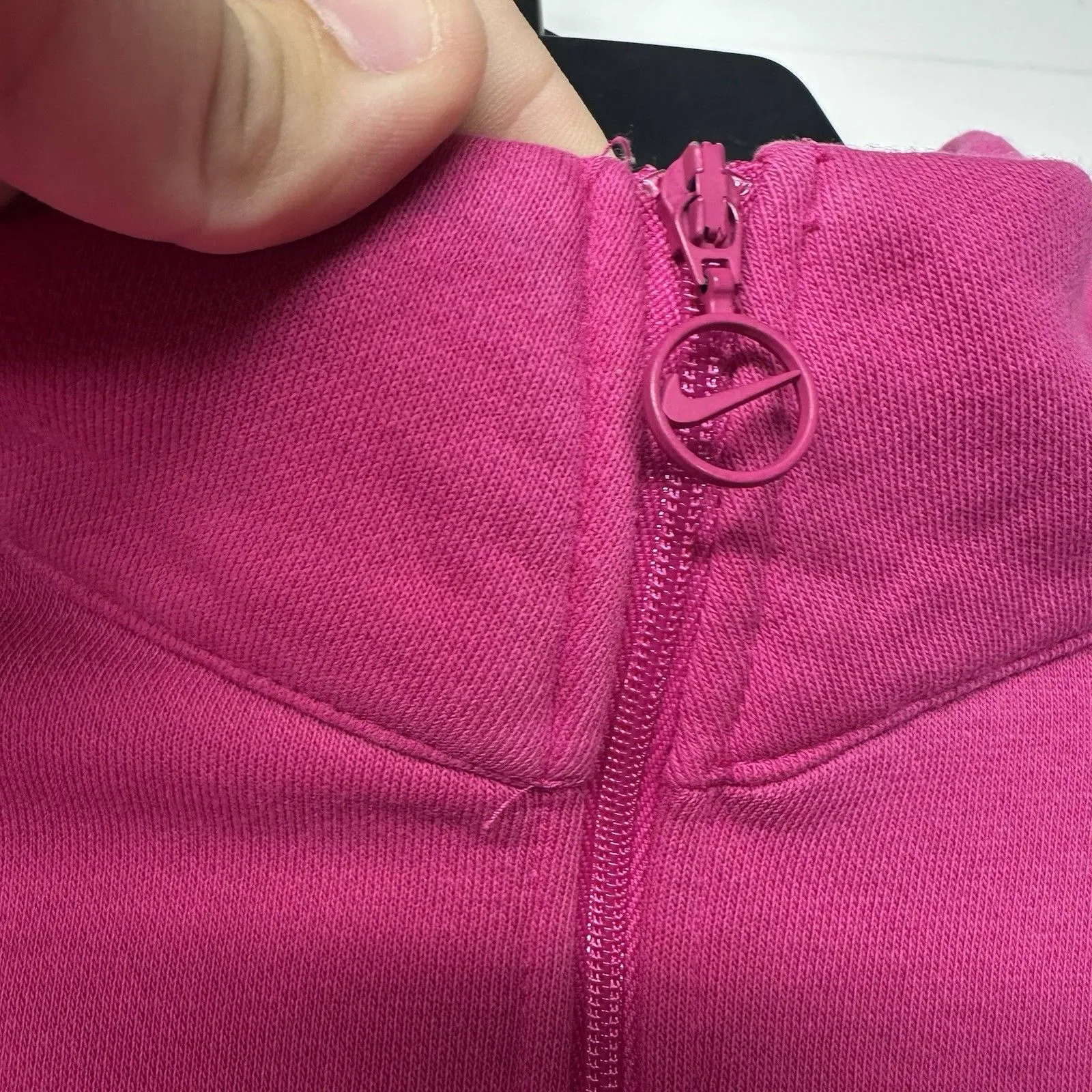 NIKE Sportswear Icon Fuchsia Short Romper  1/2 Zip L/Sleeve Fleece Lined Sz M - Image 11