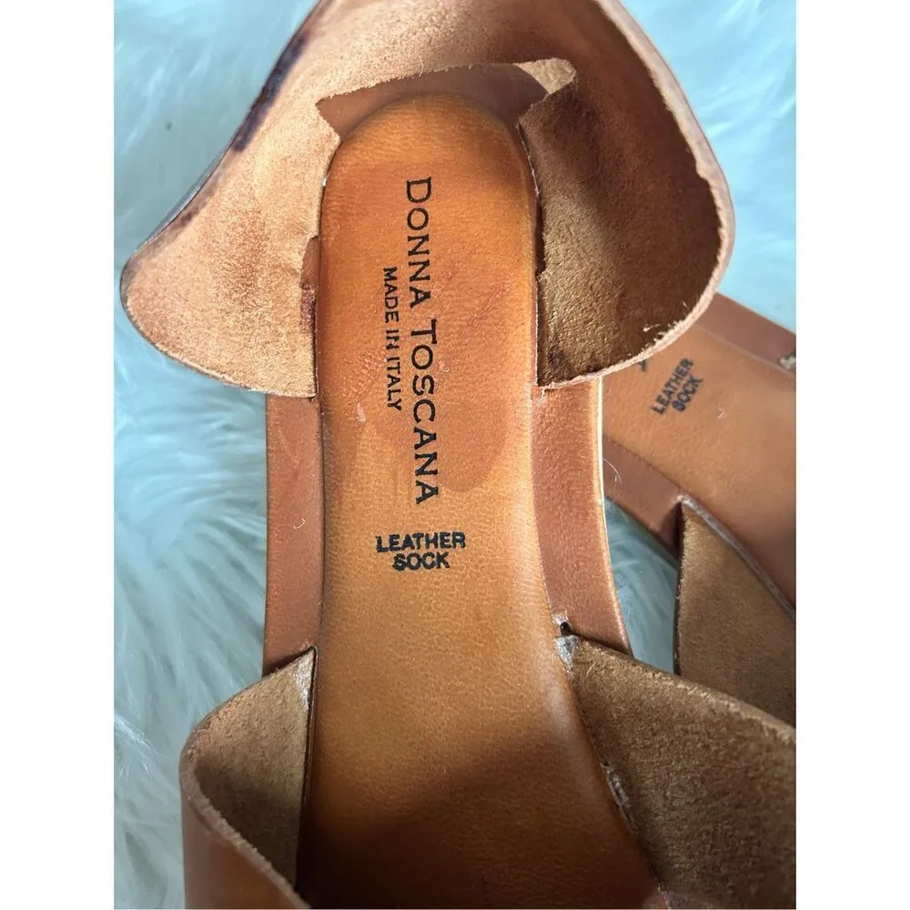 Donna Toscana Women's Sandal Size 8 slip on leather brown comfy - Image 7