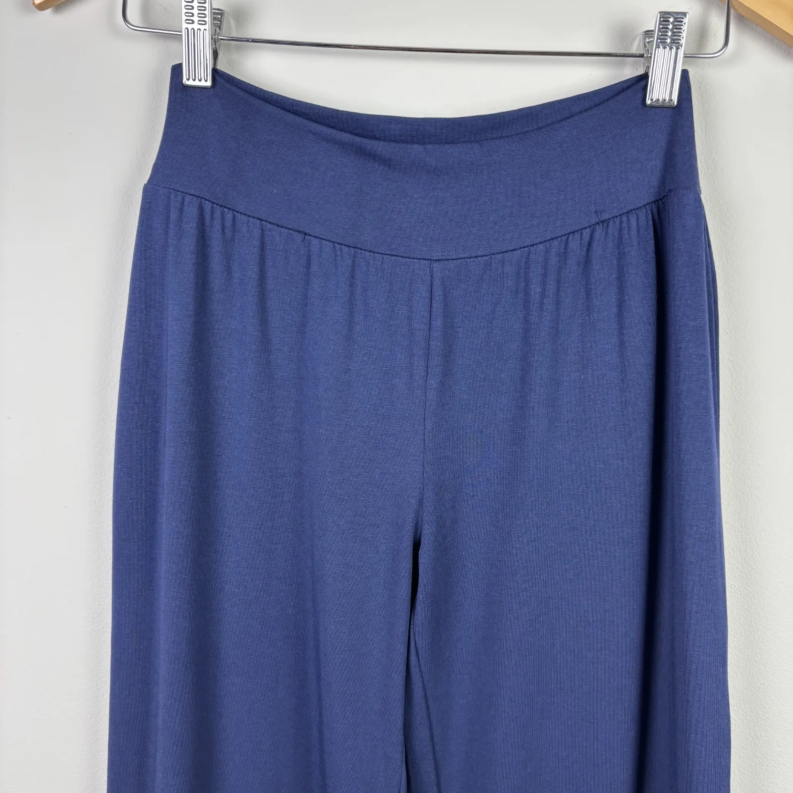 Matilda Jane Big Ruffle Pants Women Small Navy Blue Wide Leg Cotton Pull On Crop - Image 2