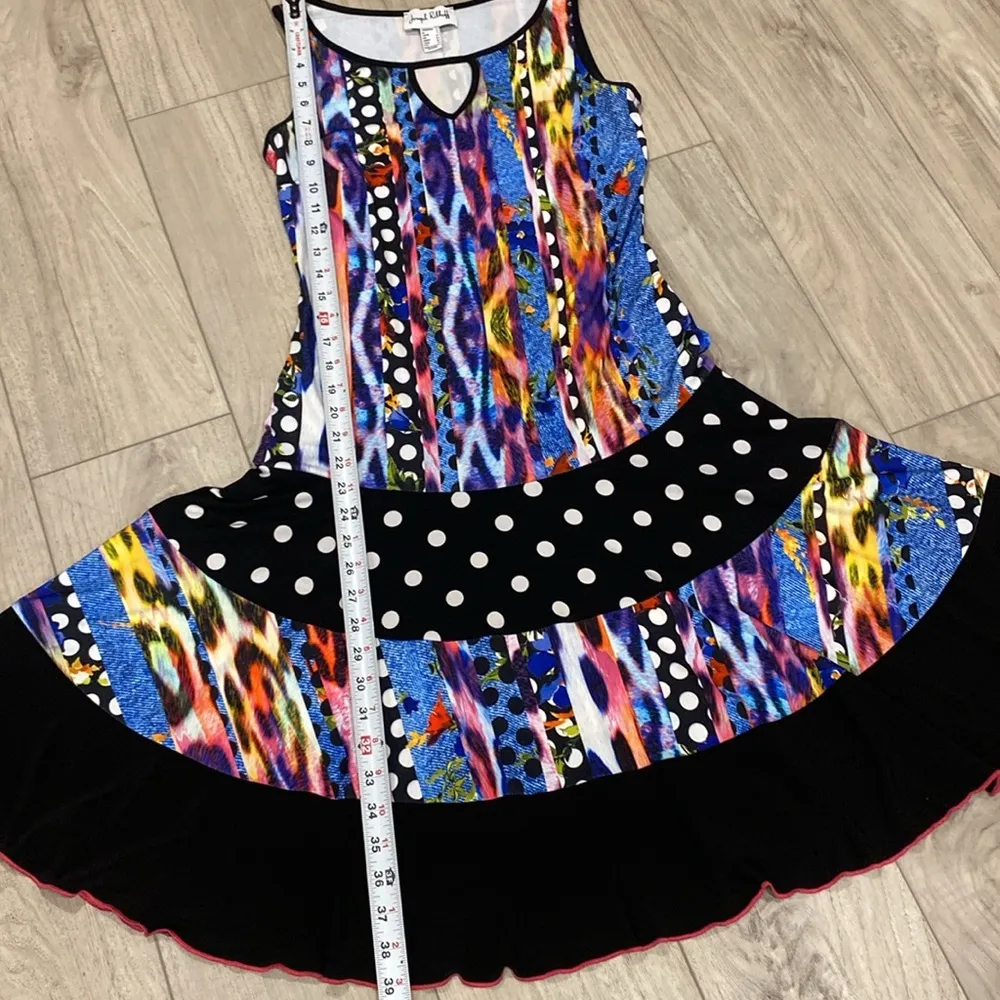 Joseph Ribkoff Woven,Dress Multicolor Patterned Dress with Polka Dot Skirt Size4 - Image 7