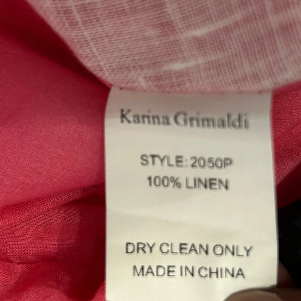 Karina Grimaldi Linen Dress Shorts Coral Reef Belted Barbicore Medium Beachy - Image 6