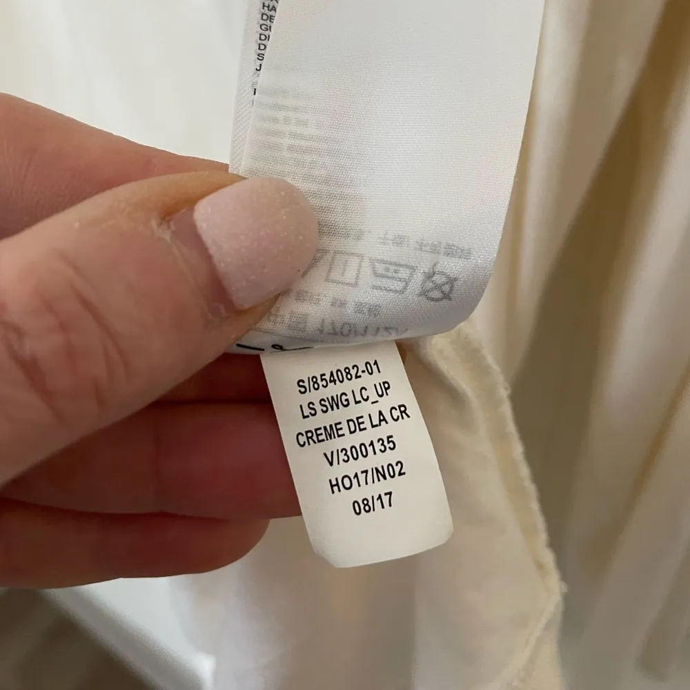 Old Navy Cream Long Sleeve Lace Up Viscose Spandex Swing Top Blouse ~ Size XL - Image 8