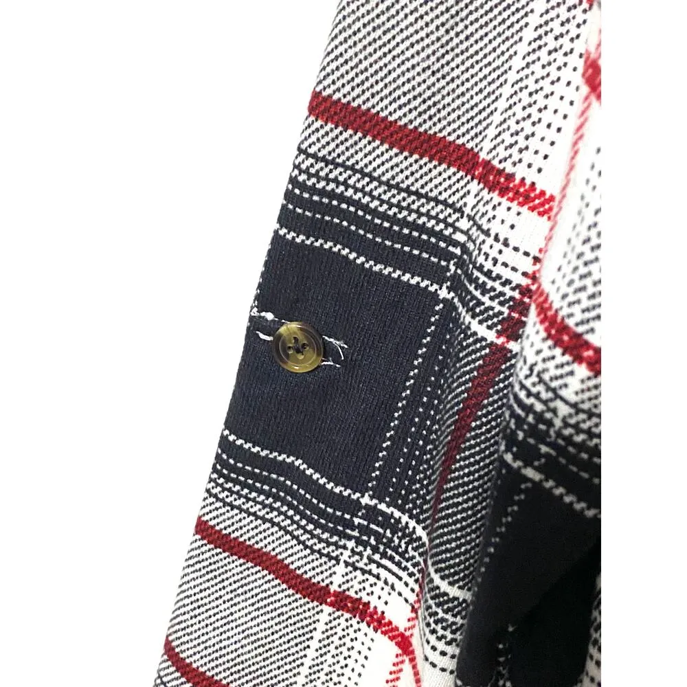 Fyve Plaid Pullover Henley Hoodie Roll Tab Womens S NWT Cabincore Cozy Gorpcore - Image 5