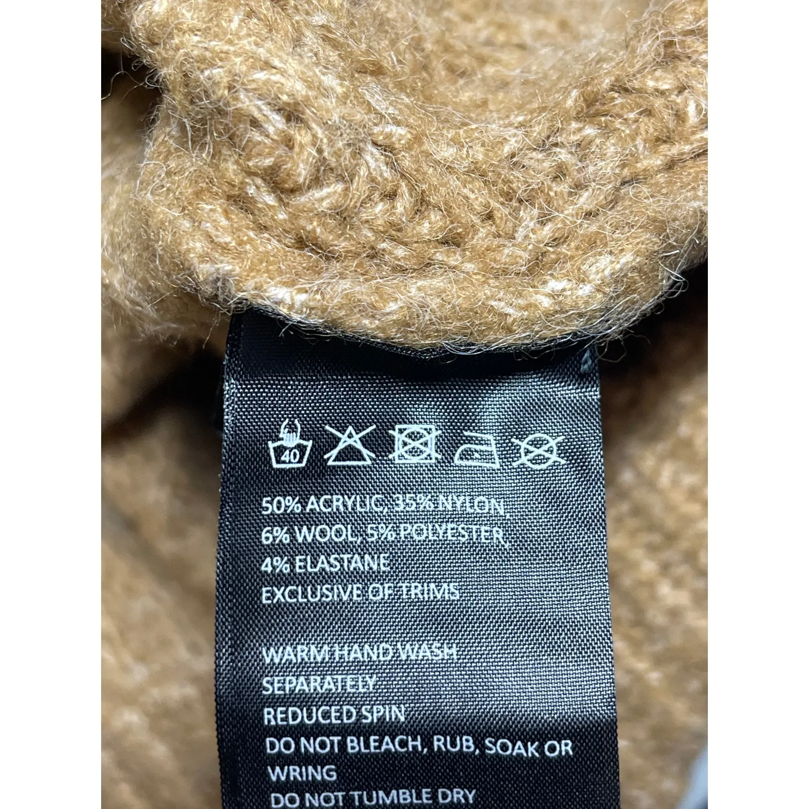 NEW Bardot Rhia Brown Wool Off Shoulder Long Sleeve Knit Midi Sweater Dress Sz M - Image 4