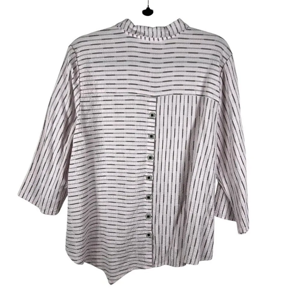 Habitat black Pink button tunic top coastal grandma lagenlook Size Large Boho‎ - Image 2