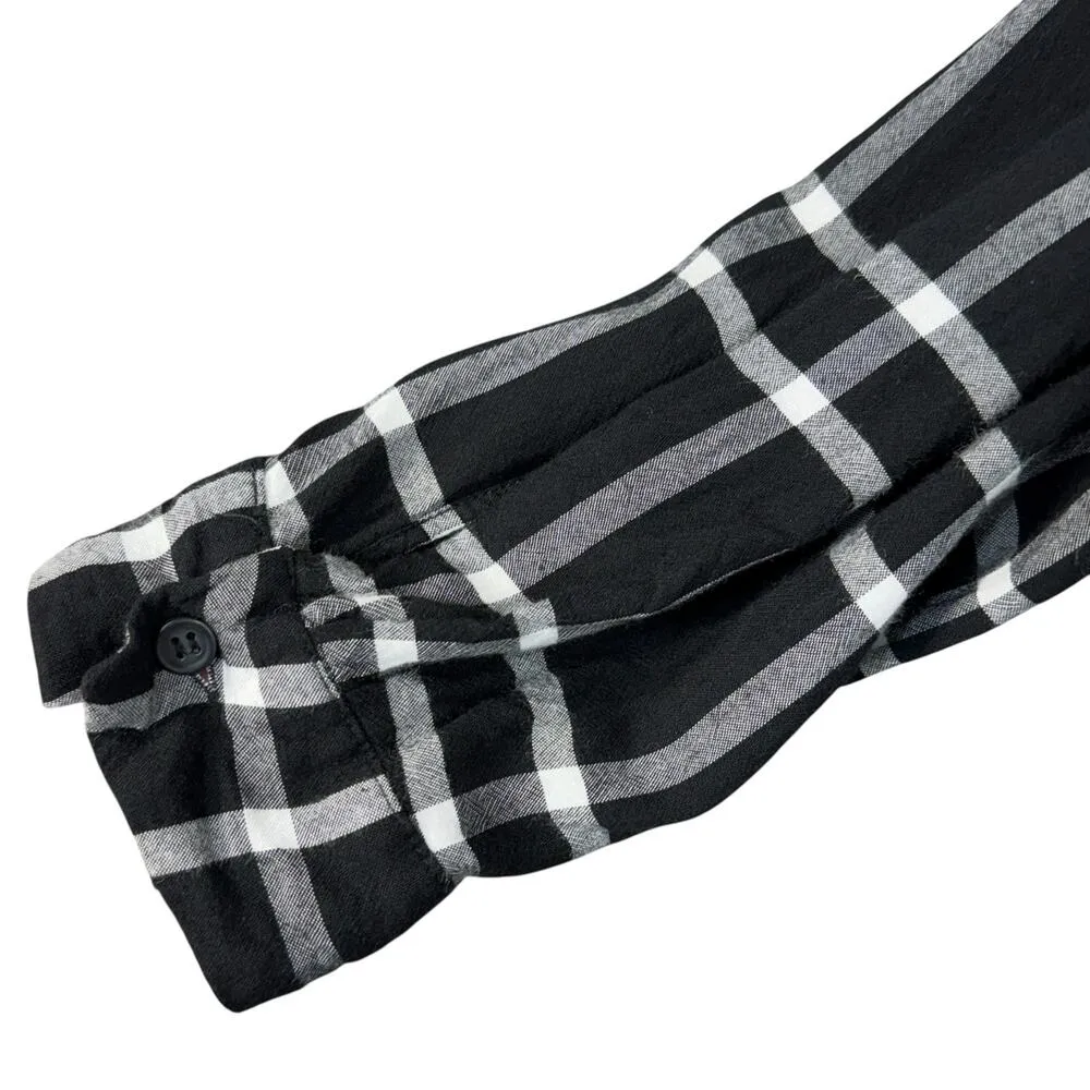 Lane Bryant SZ 16 Top Plaid Button-Up Ruffled Collared Long Sleeve Lightweight - Image 3