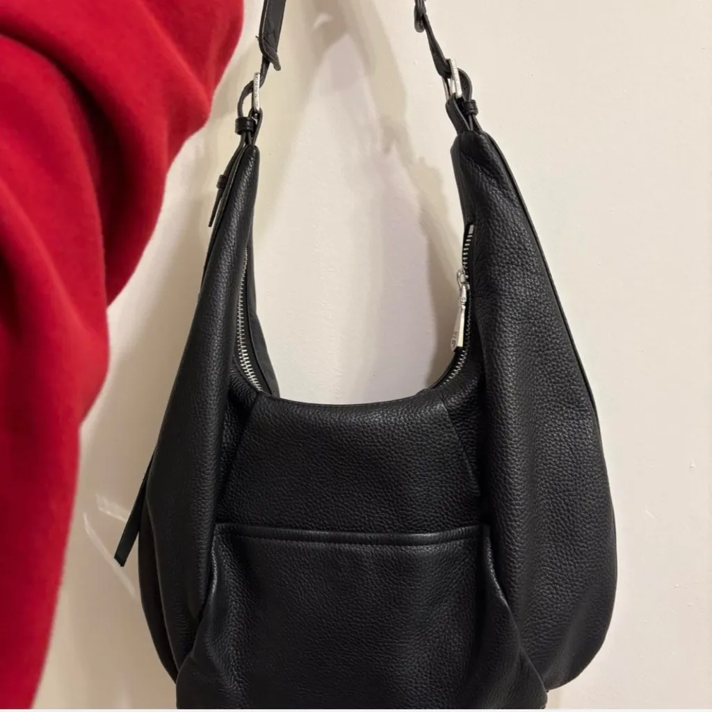 Aimee Kestenberg Corfu Pleated Hobo Bag in black leather - Image 6