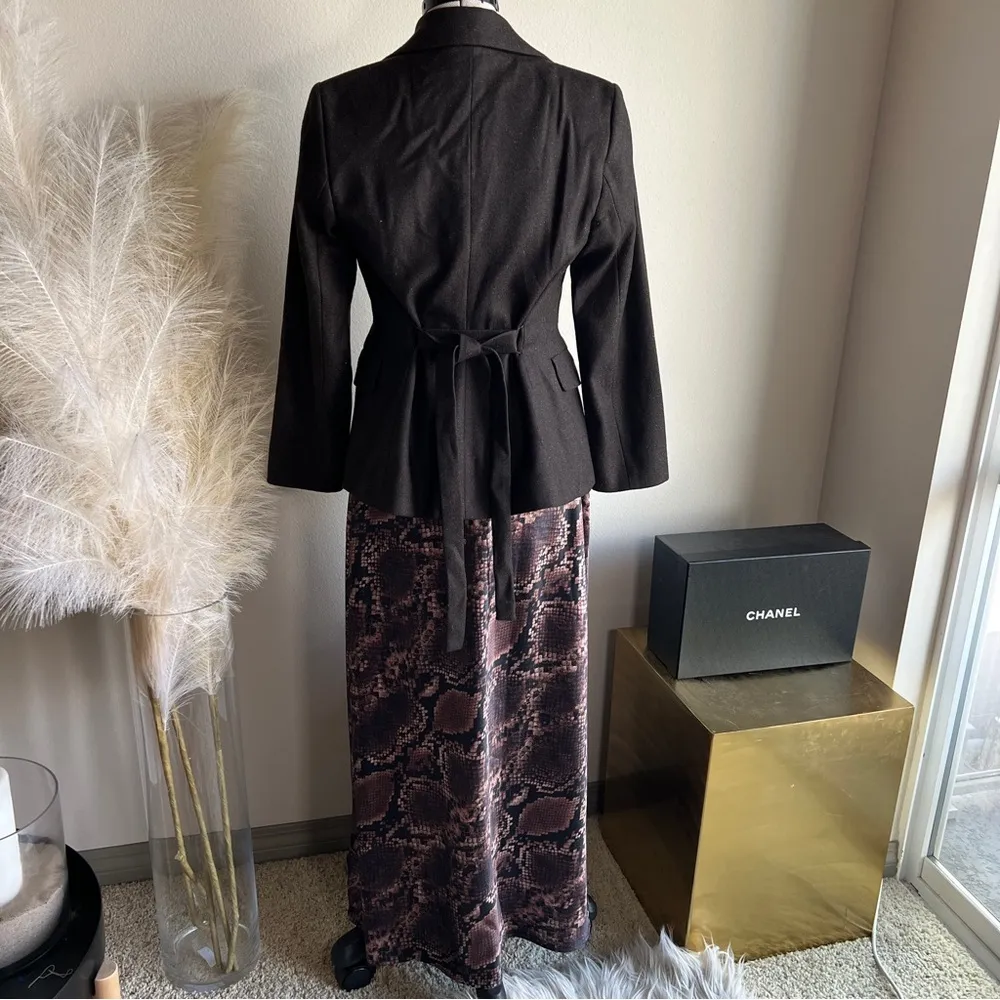 SISLEY brown tweed belted blazer Size XS - Image 4