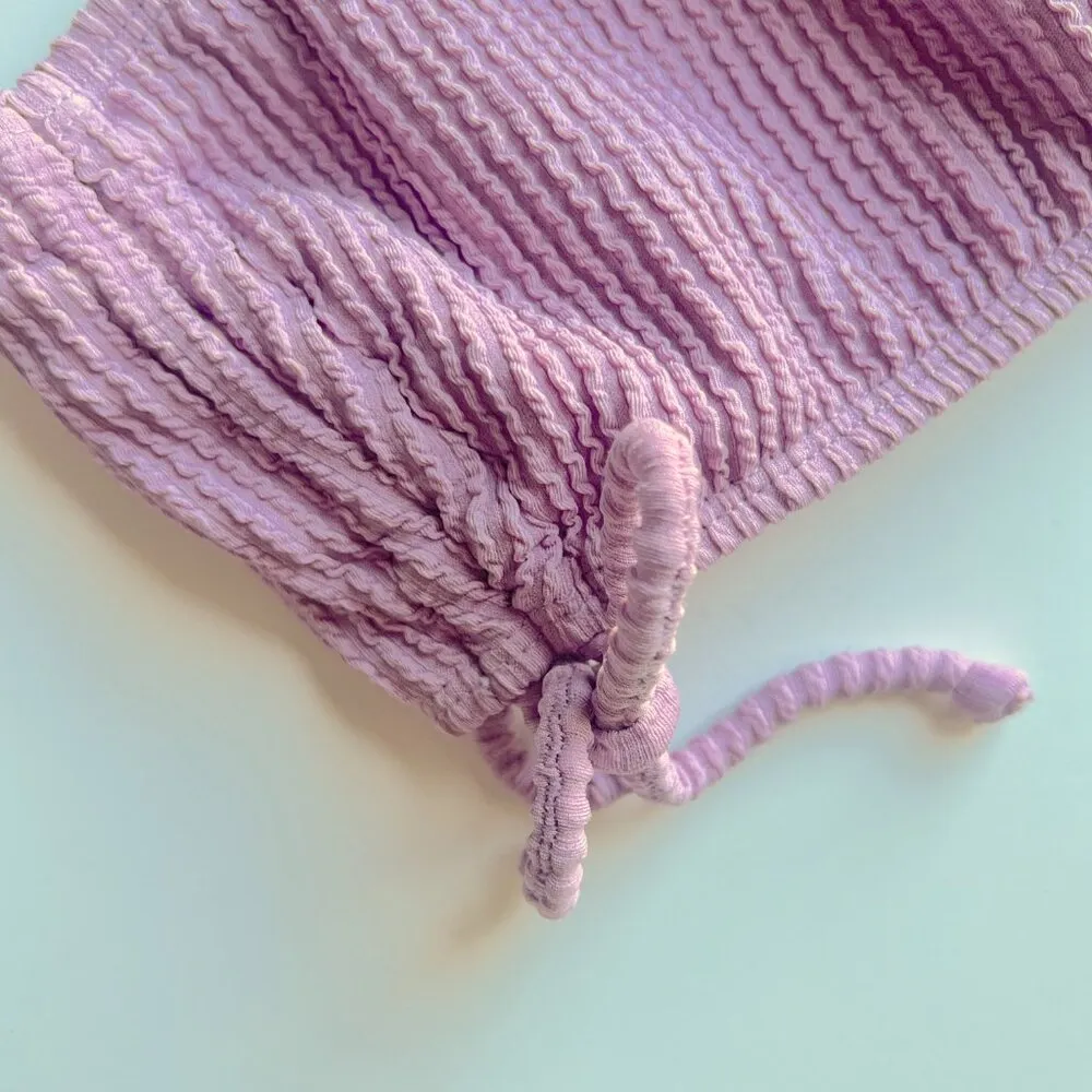 NWT Salt + Cove One Shoulder Side Shirred Bikini Top Dusty Lilac Size Small S - Image 6