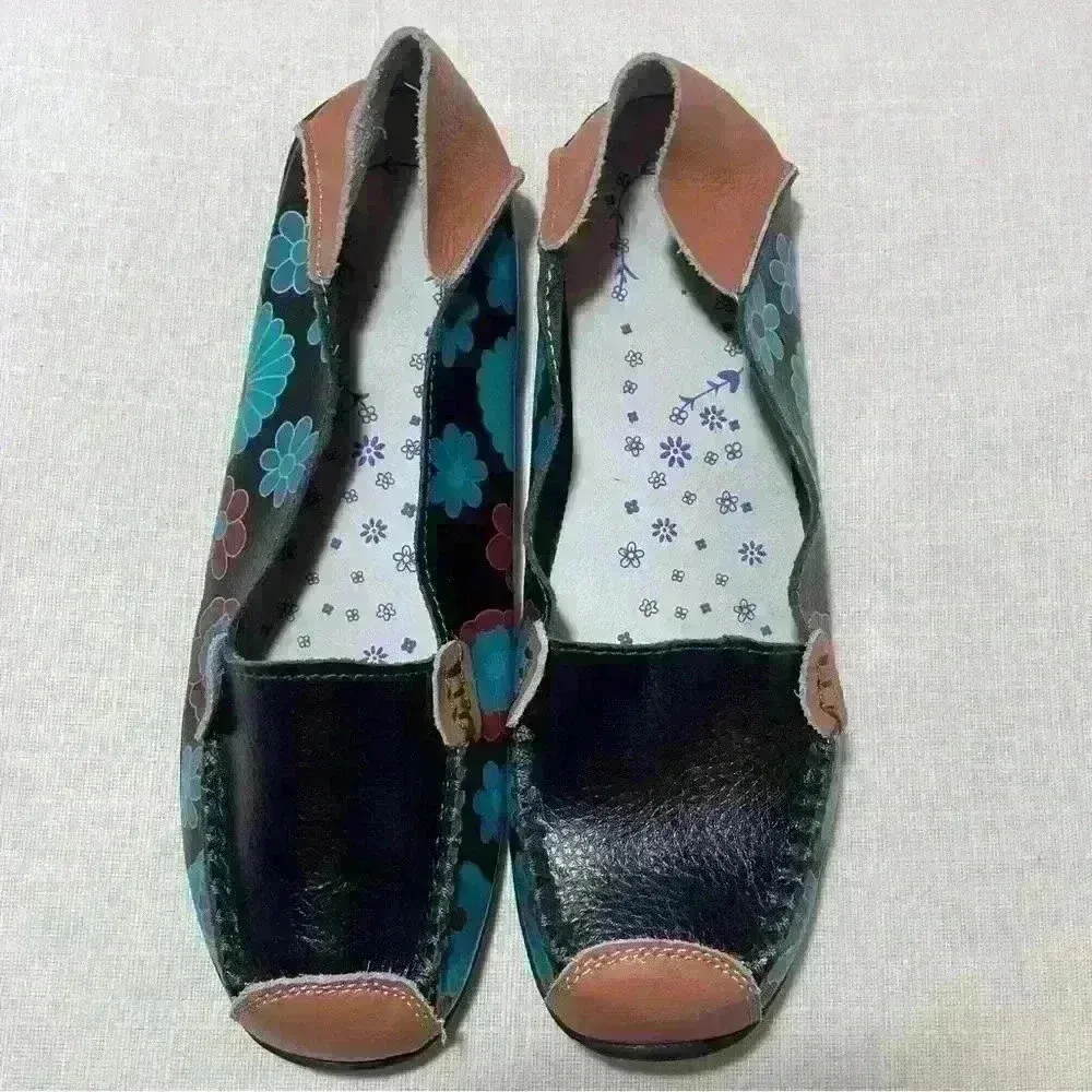 Moccasins Espadrille Flats Muticolor Floral Black Loafers Women’s Sz 10 - Image 8