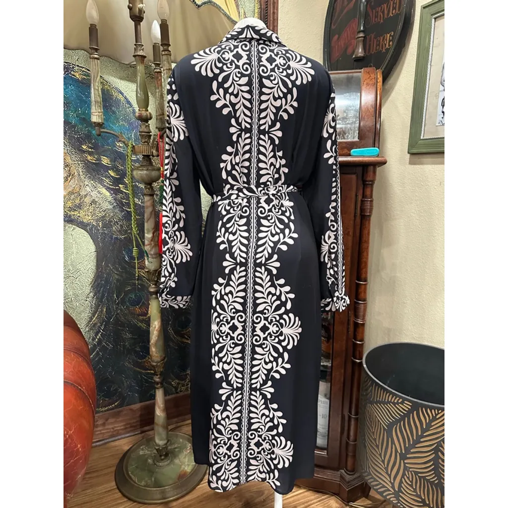 Women's Elie Tahari Black & Beige Long Sleeve Dress L - Image 3