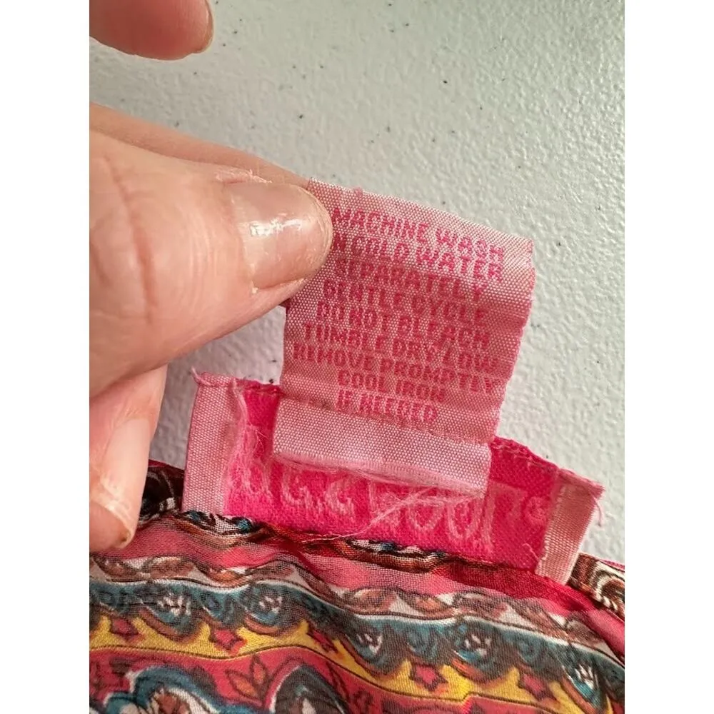 She’s Cool Maxi Y2K Sundress Pink Paisley Size XL Babydoll Beachy Resort Boho - Image 12