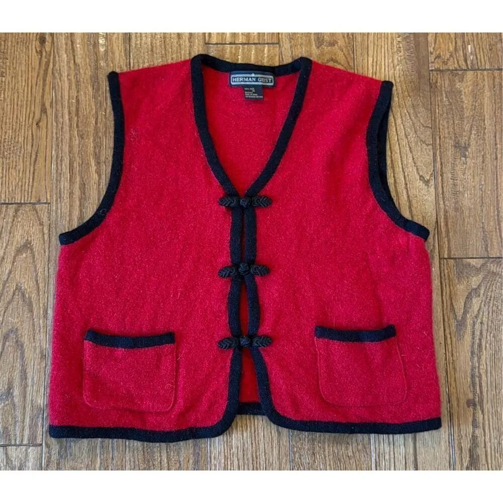 Herman Geist 100% wool red vintage vest size M - Image 9