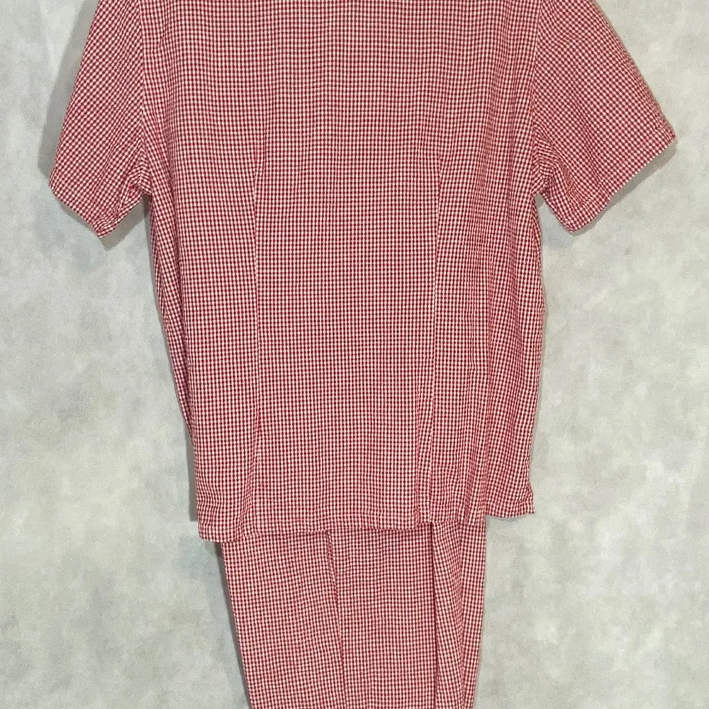 Cappagallo Petite Red & White Seersucker Capri Set Size undefined - Image 2