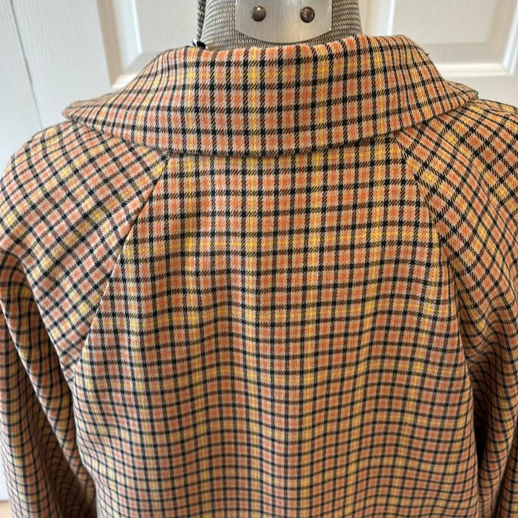Lost + Wander Anthropologie orange & yellow plaid double breasted trench coat - Image 7
