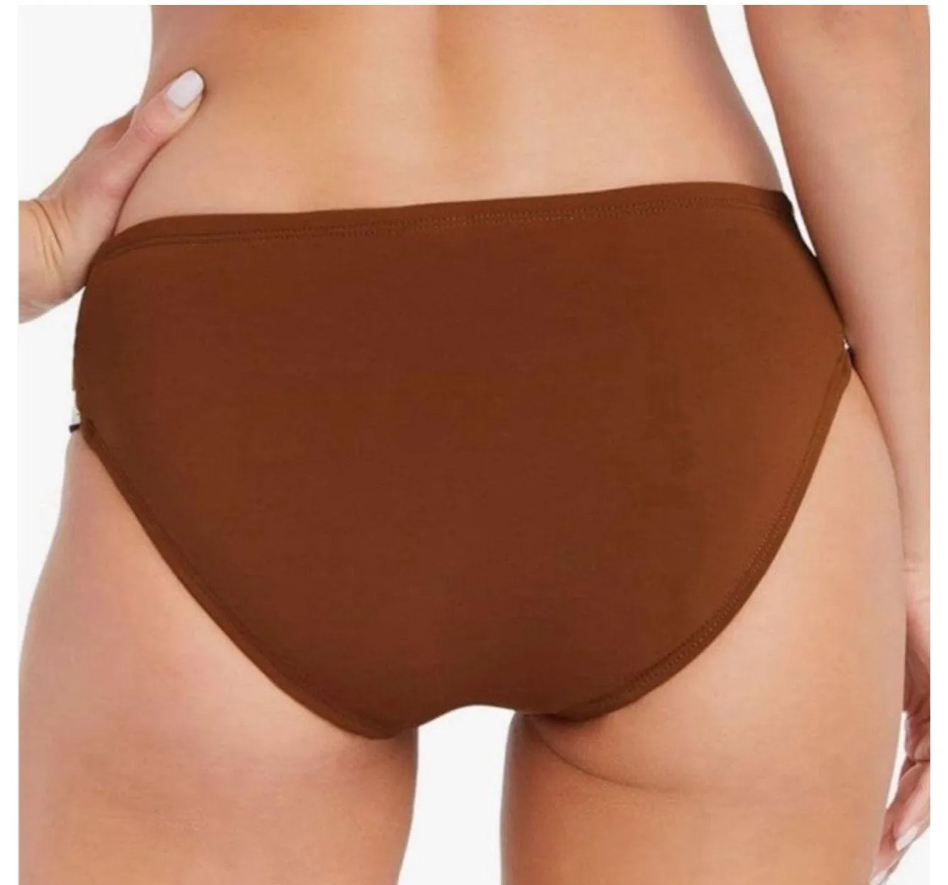 Robin Piccone Simone Twist Bikini Bottom Size Small NEW Stripe Swim Cocoa NWOT - Image 2