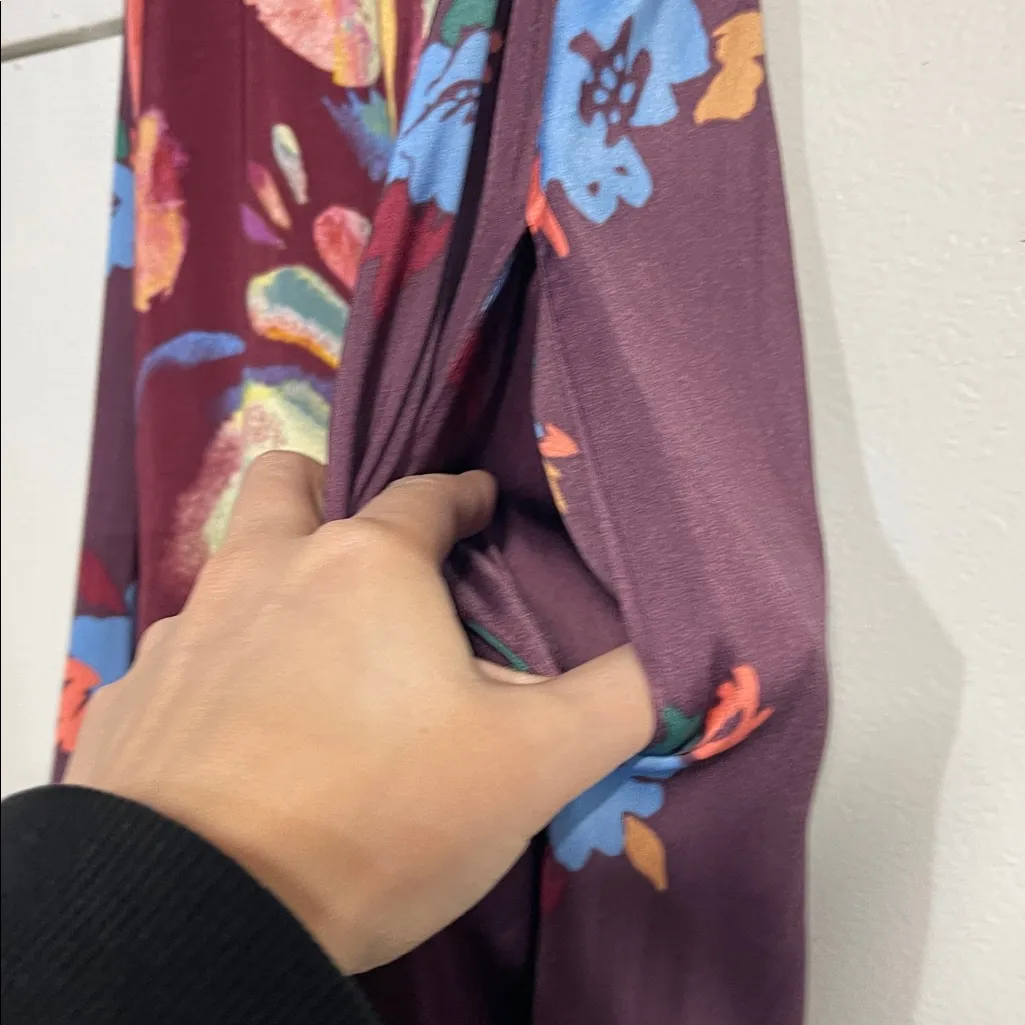 FREE PEOPLE DREAM FREE TUNIC BLOUSE PURPLE FLORAL XS - Image 5