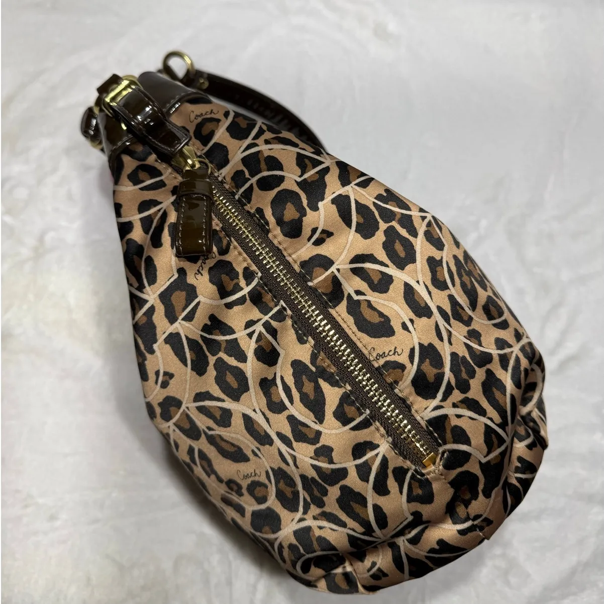 Coach Madison Ocelot OP Art Marielle Patent Leather Trim Bucket Drawstring Bag - Image 3