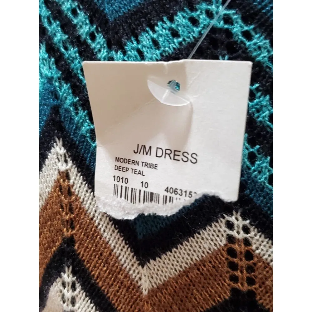 Cato Women's Multicolor Cotton Scoop Neck Long Sleeve Knee Length Dress Size S - Image 8