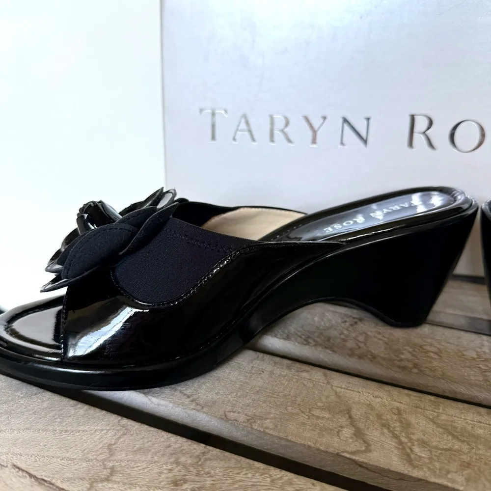 NEW Taryn Rose TR-MEGAN Black Patent Leather Women's Wedge Slip On Shoes 8 1/2 M - Image 12