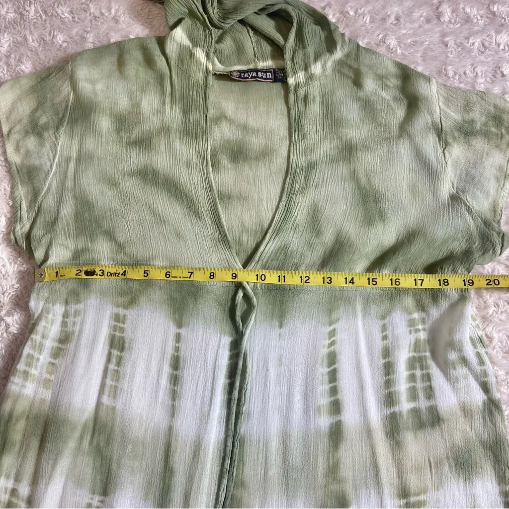 Raya Sun Sage Green Hooded Tie Dye Sundress Coverup Beach Boutique L Large - Image 8