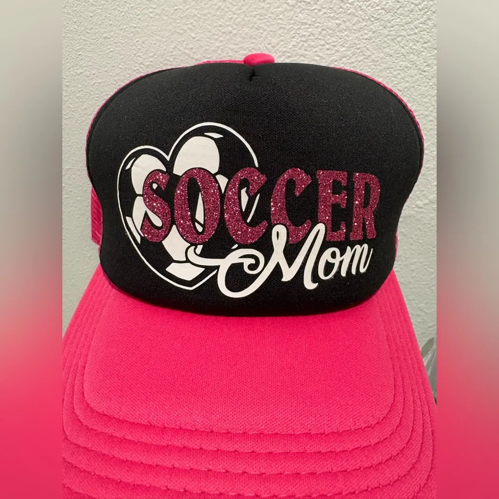 🧶Soccer Mom Pink and Black Handmade Hat - Image 2
