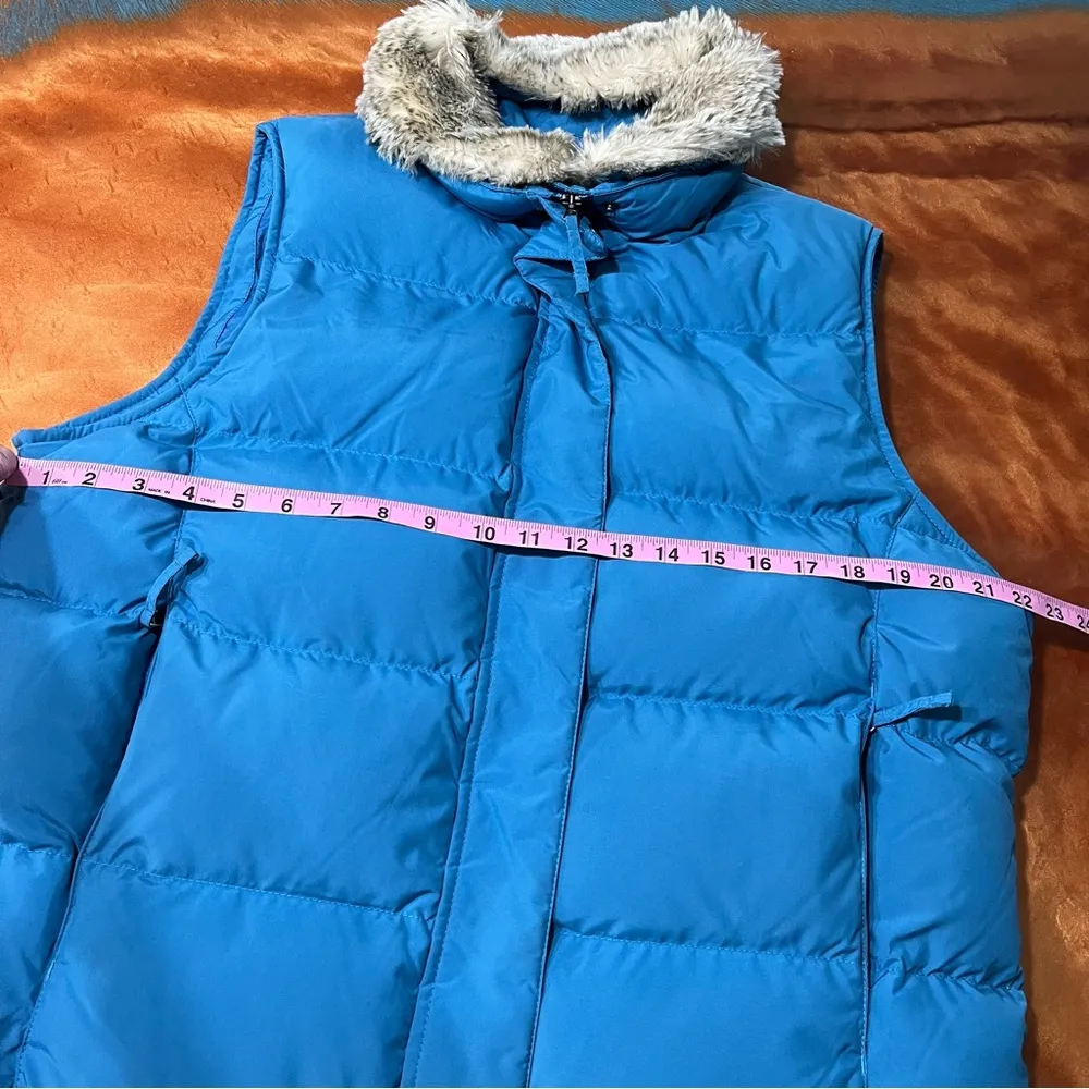Vintage LL Bean Blue Down Puffer Vest detachable Faux Fur Collar XL - Image 8