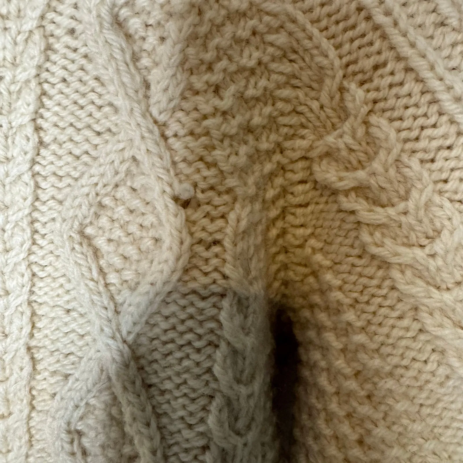 Unbranded Aran Cable Knit Wool Sweater Cream Fisherman Chunky Crewneck Size M - Image 6