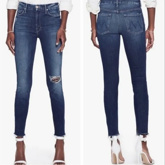 Mother Denim High Waisted Looker Ankle Fray Cat Attack Jeans - Image 2