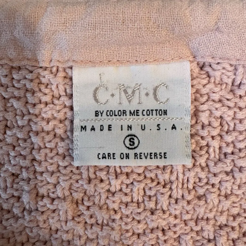 CMC Sweater Womens S Pink Cotton Waffle Knit Lagenlook Minimalist Made In USA Blue - Image 4