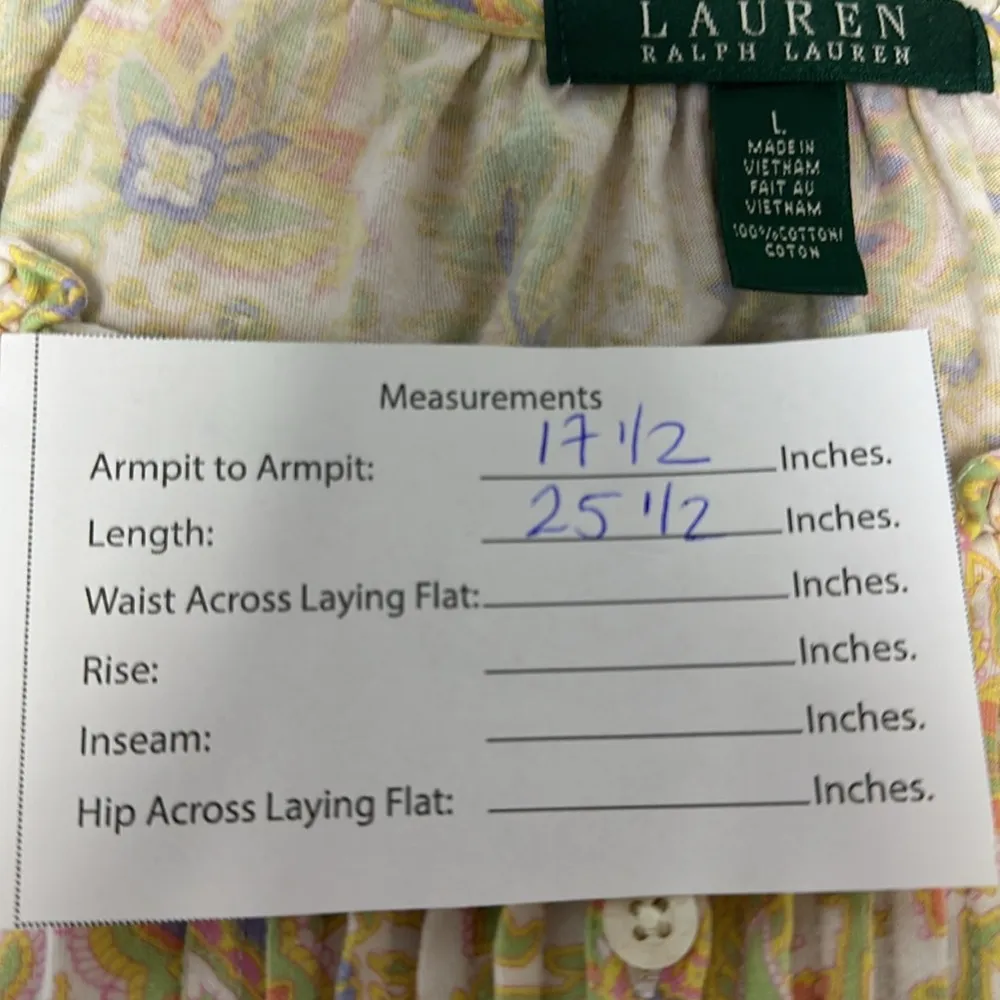 Ralph Lauren Cropped sleeves Paisley Print Bohemian Top Cotton Sz Large - Image 12