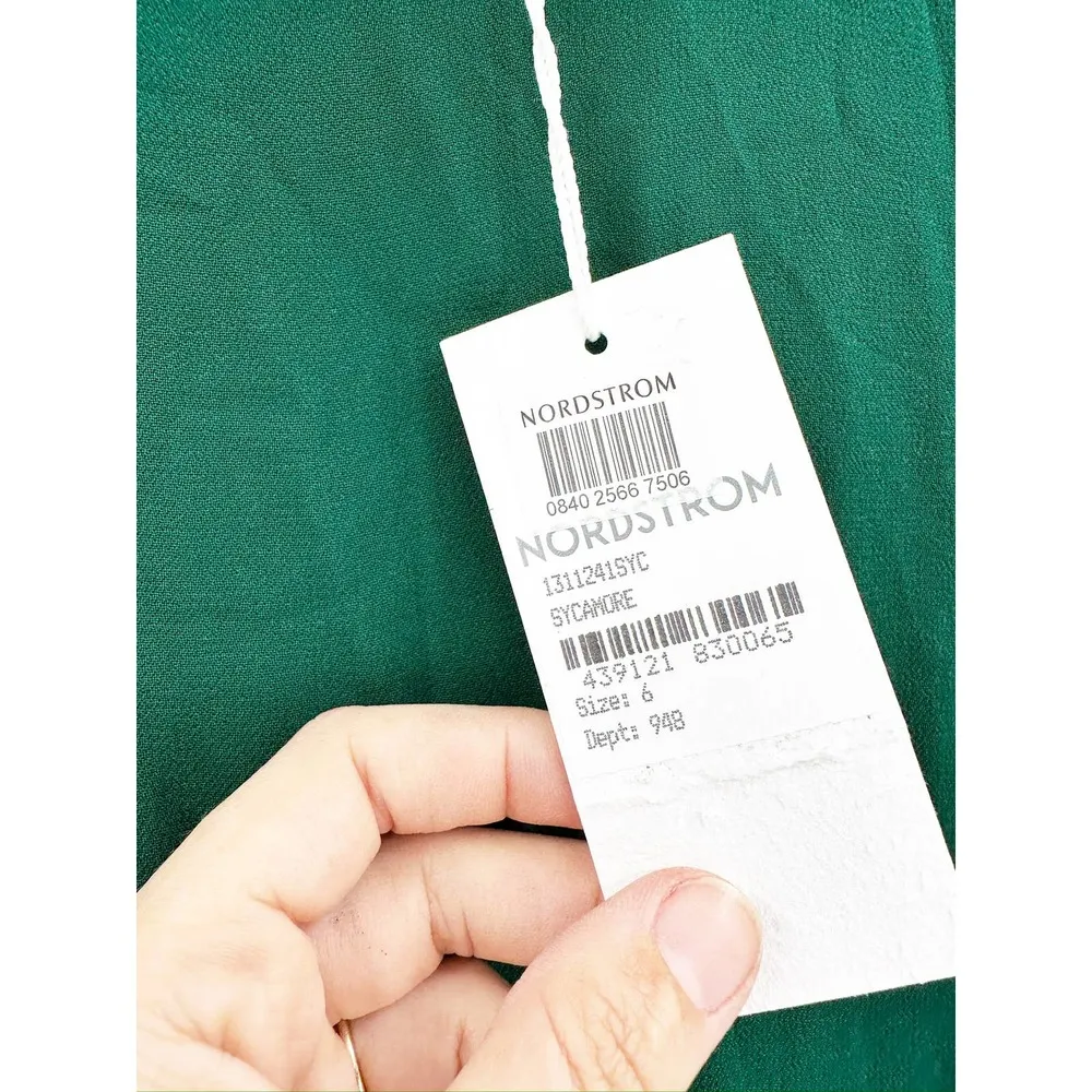 Reformation Ledger Chiffon Sleeveless Slit Midi Dress in Sycamore Green Sz 6 NWT - Image 5