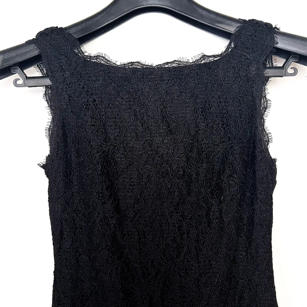 Adrianna Papell Women Black Laced Sleeveless Shift Cocktail Mini Dress Size US 4 - Image 4