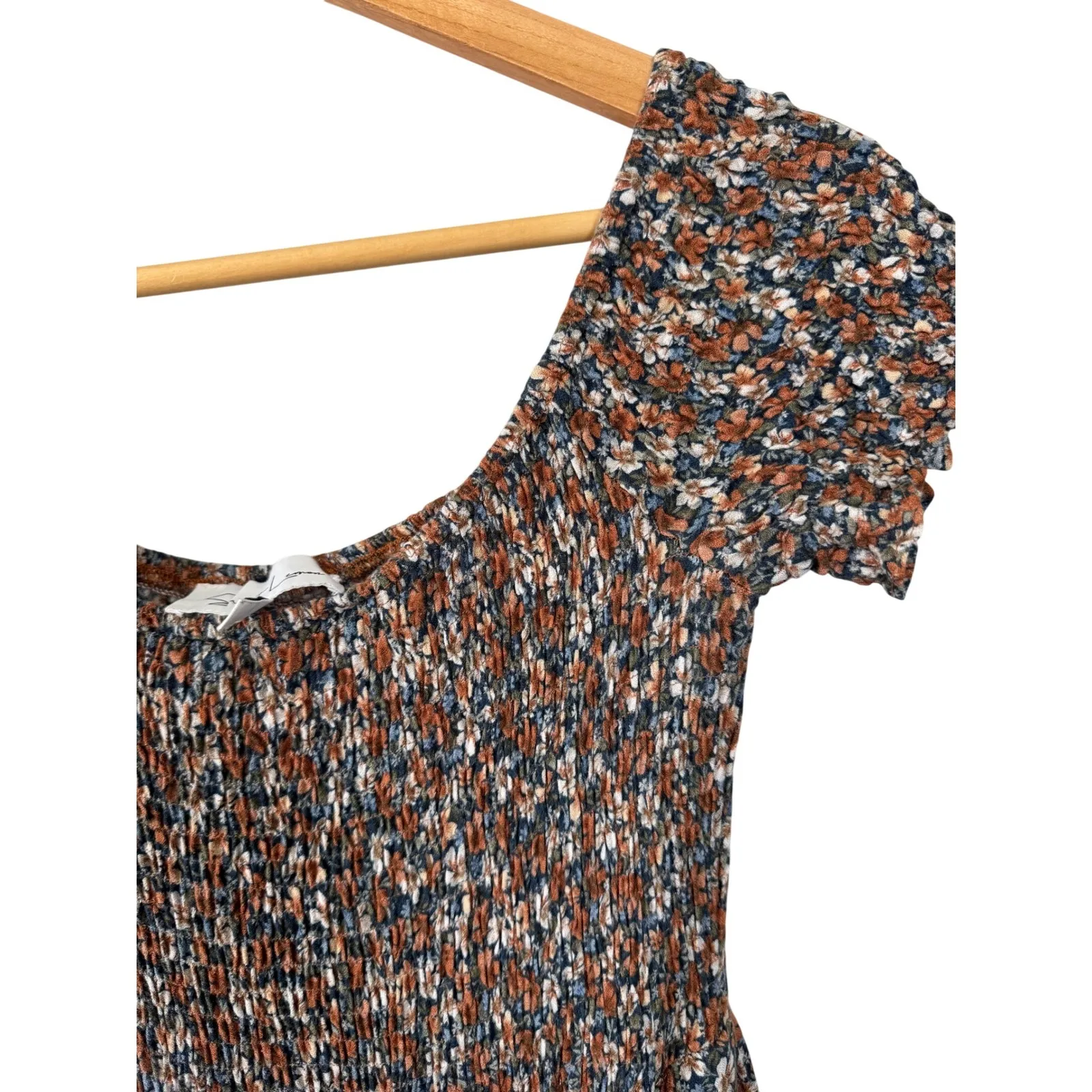 Sweet‎ Lemon Smocked Floral High Low Maxi Dress Women's Size L Brown Size L - Image 7