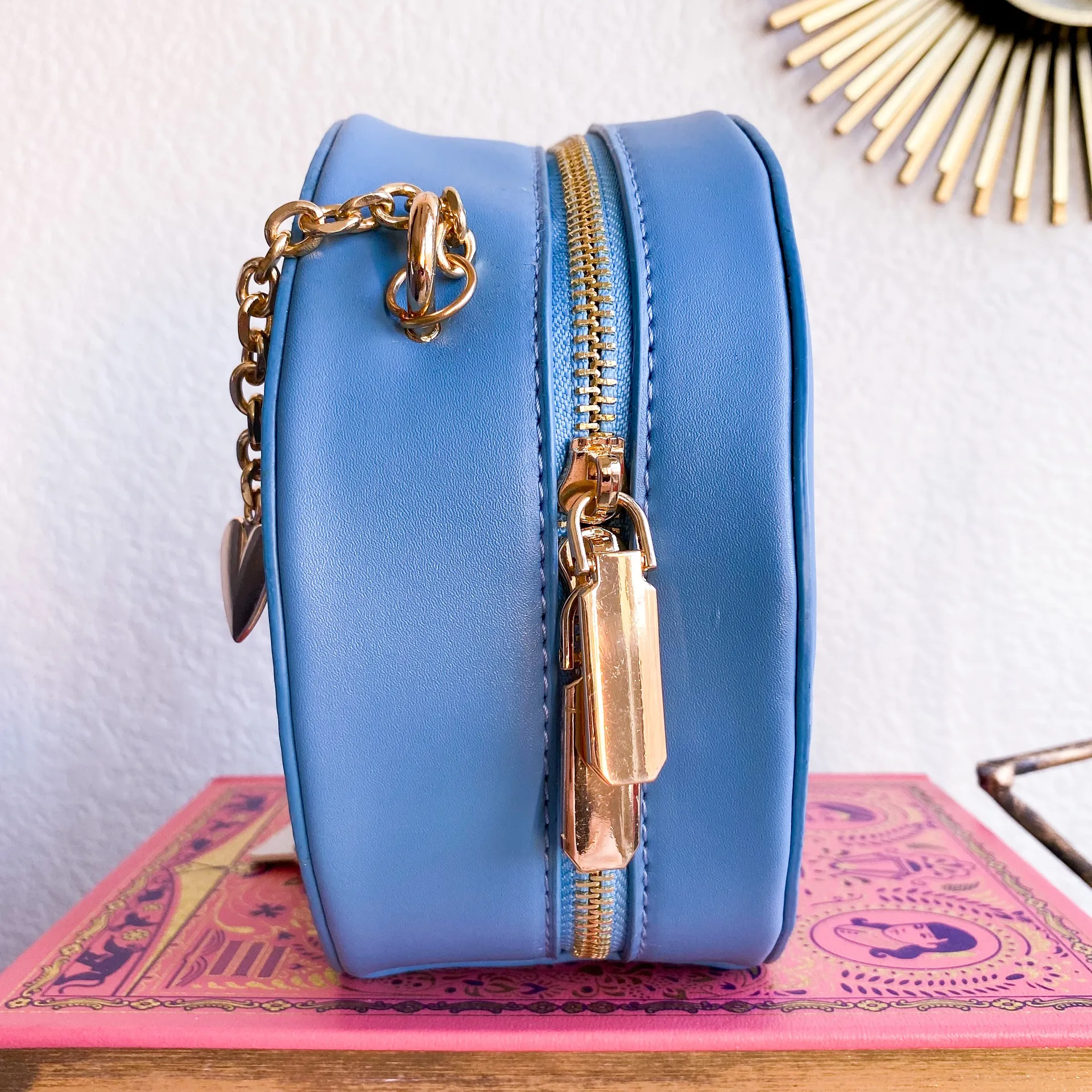 Boho Moon & Star Embroidered Blue Crossbody Bag - Image 4
