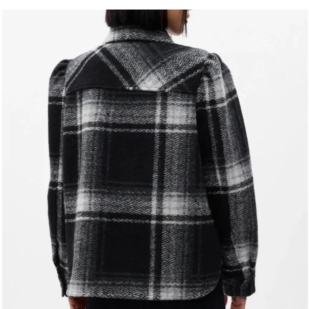 GAP Puff sleeve cropped shirt wool shirt jacket medium petite NWT - Image 3