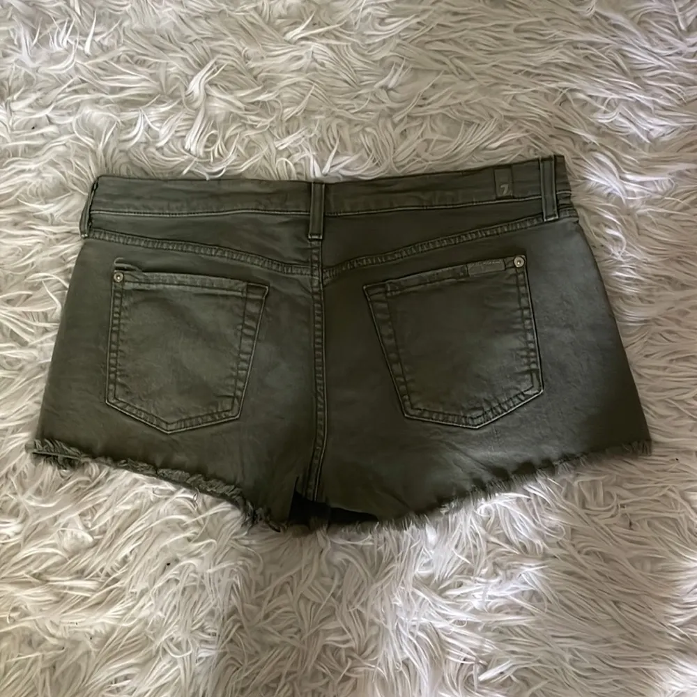 7 For All Mankind Olive Green Denim Shorts - Image 3